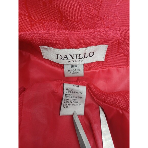 Danillo Womans Suits Skirt Blazer Jacket Coral Red Sz 16W Short Sleeve Textured - Picture 8 of 9